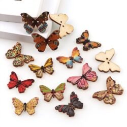 Бірки метелики набір 5шт дерев'яні пришивні
