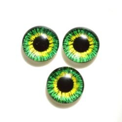 очі скляні клейові -зелені з жовтим 12мм